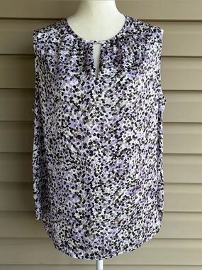 •Kasper•  Sleeveless Abstract Print Keyhole Blouse - Size 1X